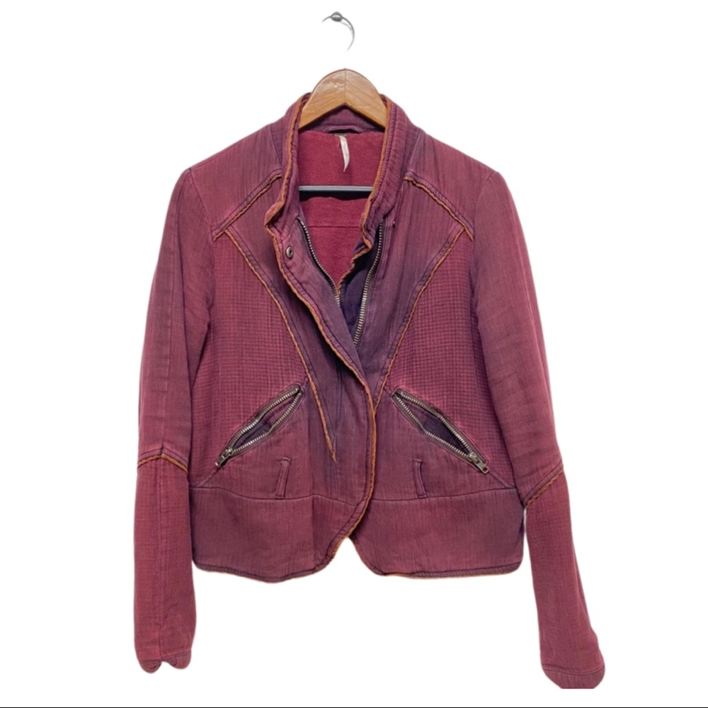 Free People purple wine zip up jacket Small